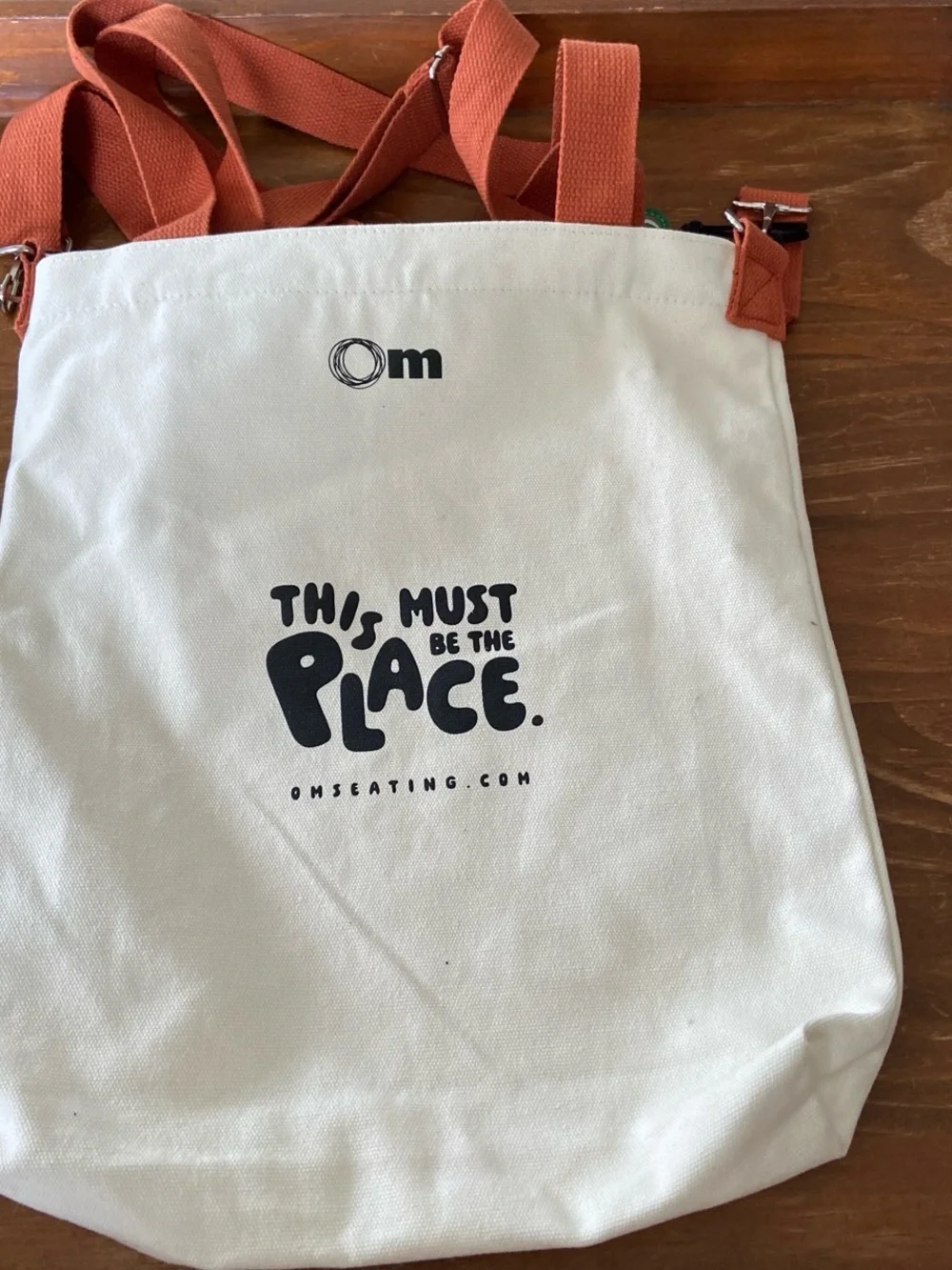 OM Kids Canvas Frog Tote Bag with Orange Strap